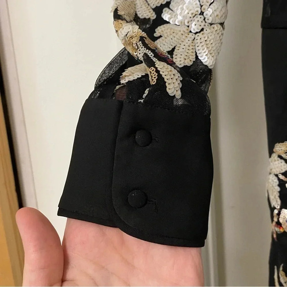 NWT BCBGMaxAzaria Floral Sequin Embroidered Jumpsuit - Picture 4 of 12